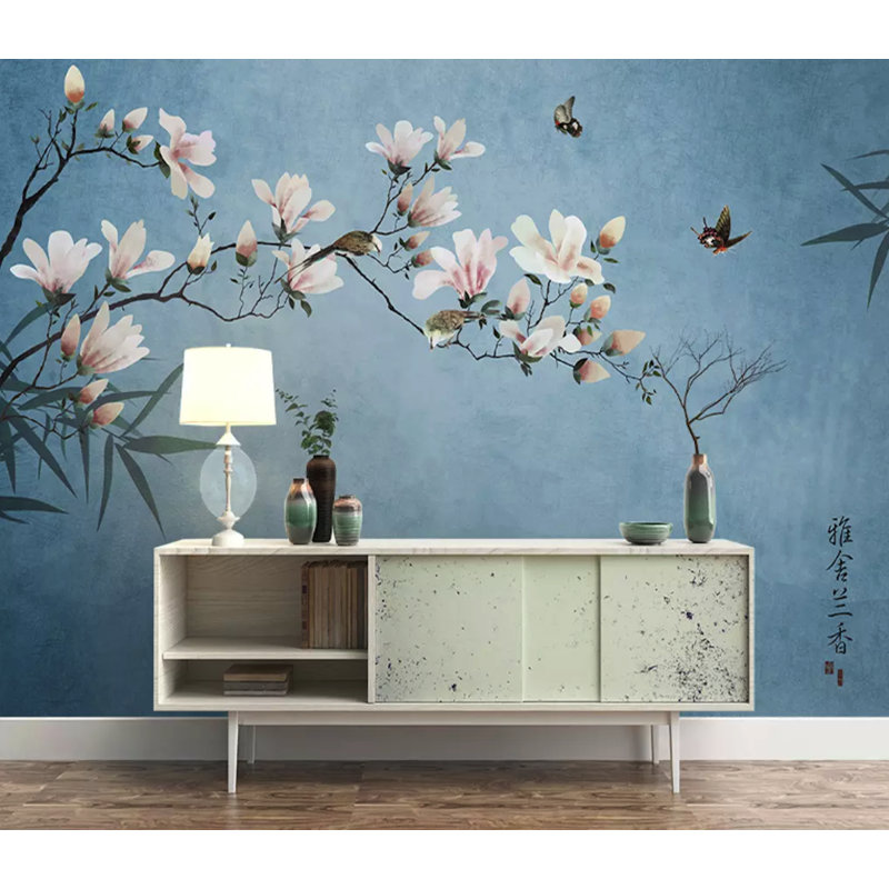Papier peint amovible floral, L 75 po x l 112 po