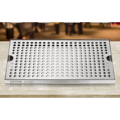Plateau d'égouttement pour bière, plateau d'égouttement Kegerator en acier inoxydable 304 avec coussinets antidérapants et couvercle amovible