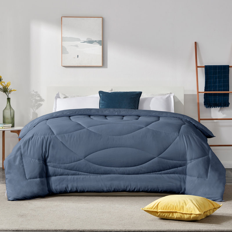 Box Stitch Comforter, Full/Queen Comforter, Flint Stone Blue