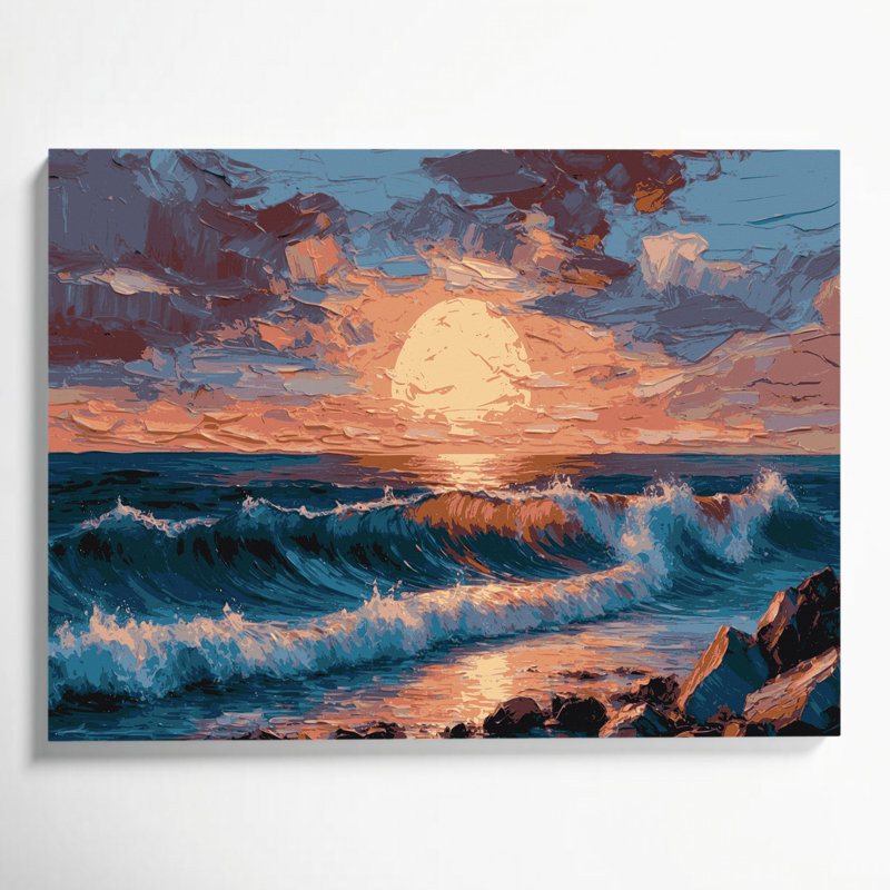 «Coastal Coastal Sunset Colors», art mural sur toile mauve, H 16 po x l 20 po