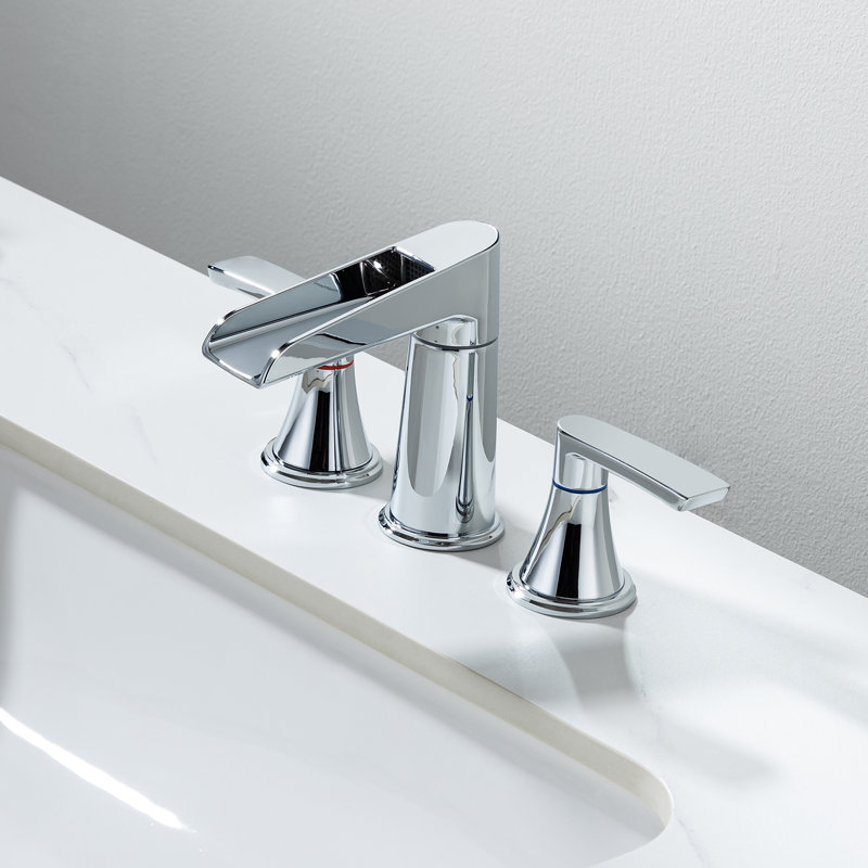 Widespread 2-handle Bathroom Faucet with Drain Assembly, Polished Chrome
