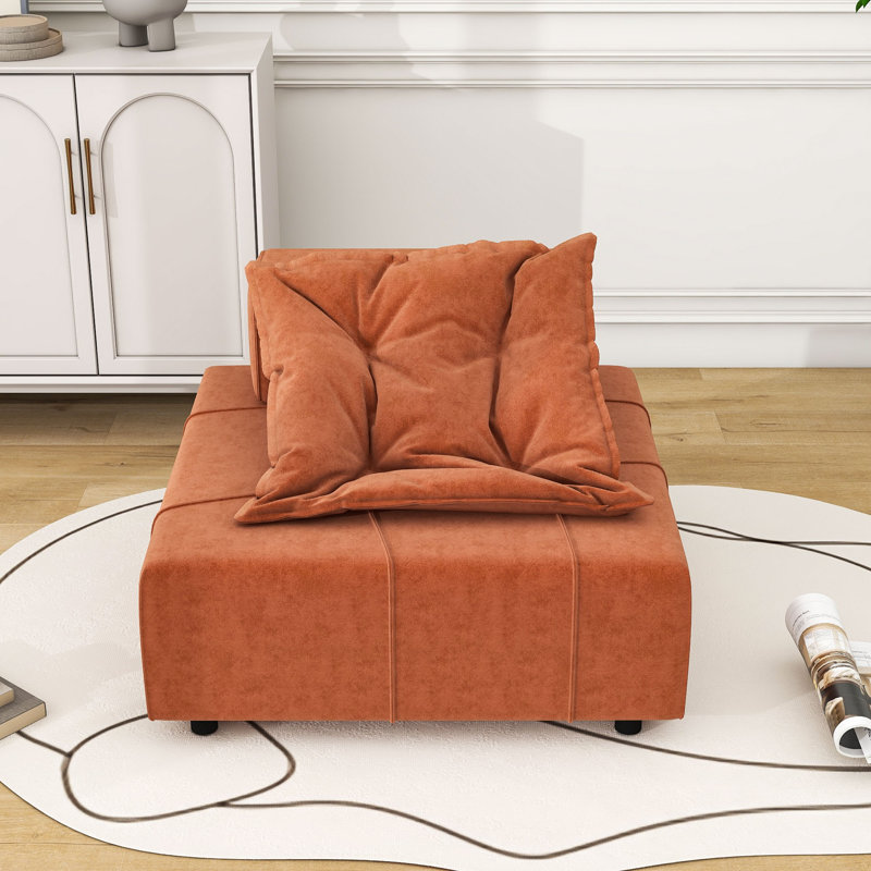 Modular Sectional Single Sofa, Armless Chair with Removable Back Cushion