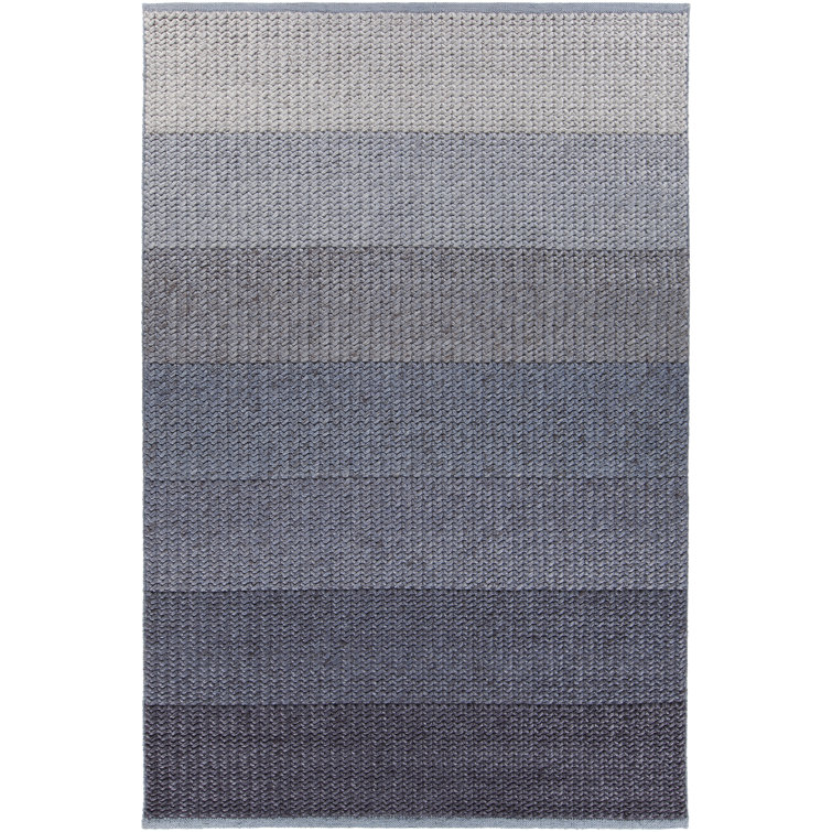 Bidan Wool Striped Area Rug in Blue