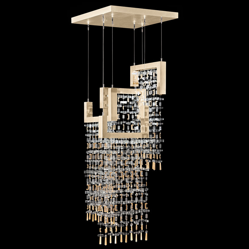 Luminaire suspendu carré l 22 po Capri, Feuille d'or douce standard