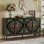 Buffet 60 po Art Deco avec 4 portes en vitrail, buffet élégant fabriqué à la main, rangement pour la salle à manger et le salon