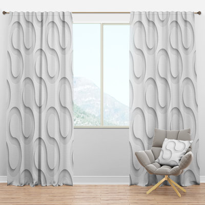 Scandinavian Wave Geometric Semi-Sheer Thermal Rod Pocket Single Curtain Panel