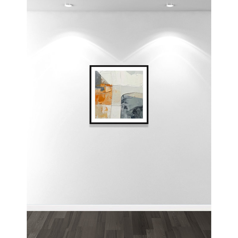 «Plastered II» par Alonza Saunders, L 27,5 po x H 27,5 po, Matted Print, Noir satiné