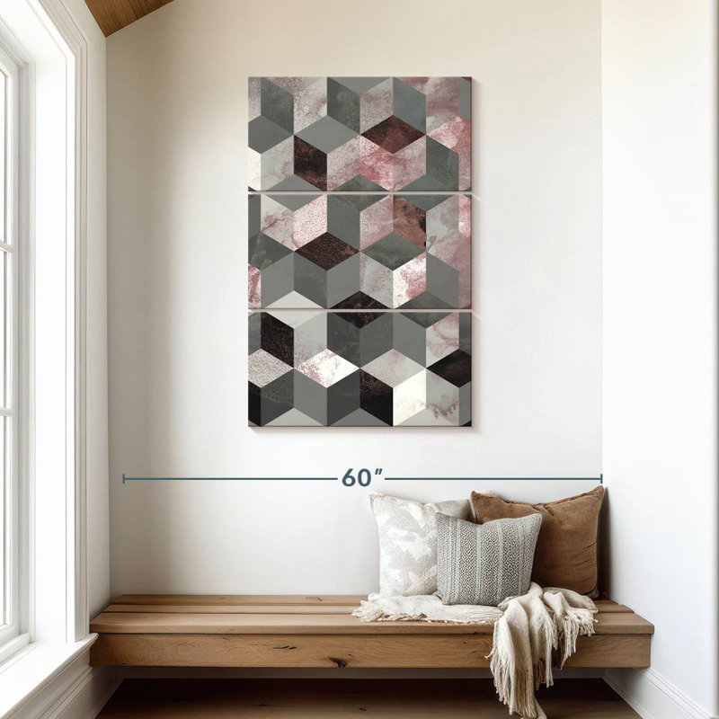 Avery Cubes Rose, 45" H x 28" W