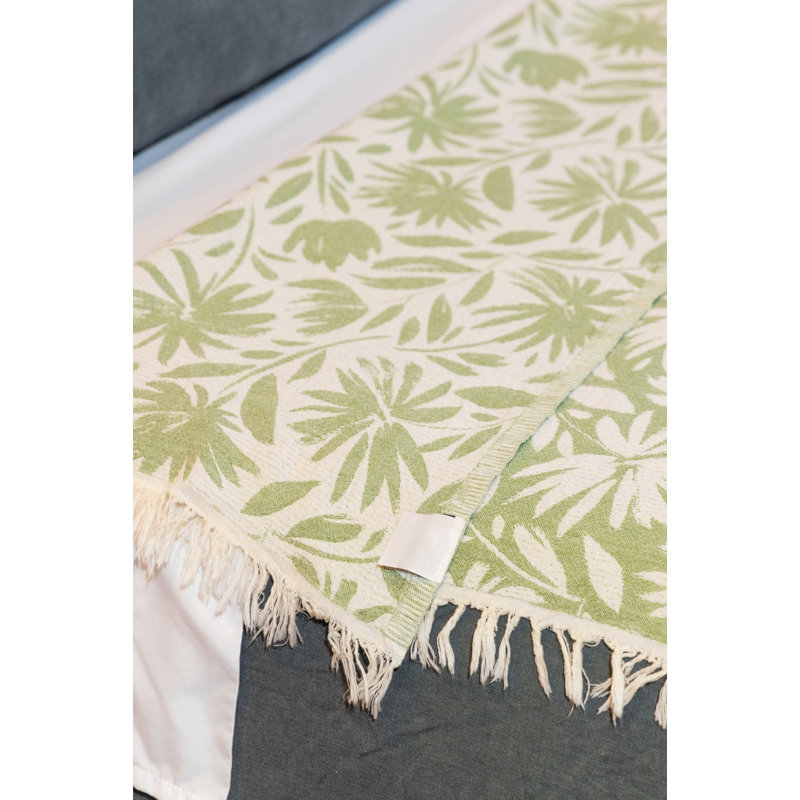Couverture en mousseline réversible Antalya Whimsy, Vert olive
