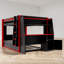 Lit double superposé au dessus d'un lit double avec bureau et lit gigogne-1340265908