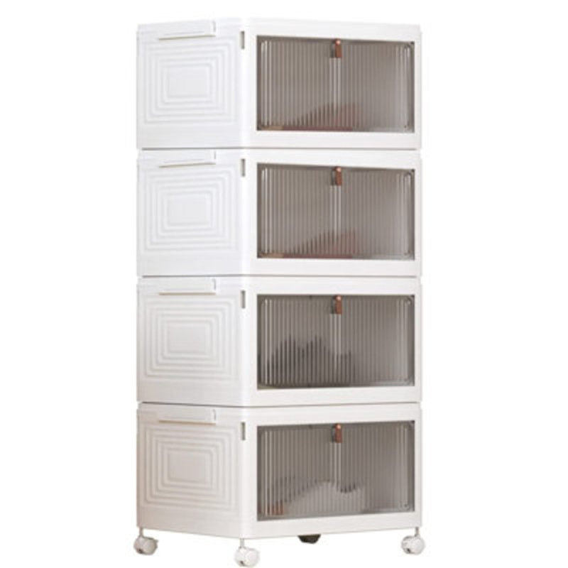 Armoire de rangement à chaussures pliable à 4 niveaux avec portes et roues magnétiques
