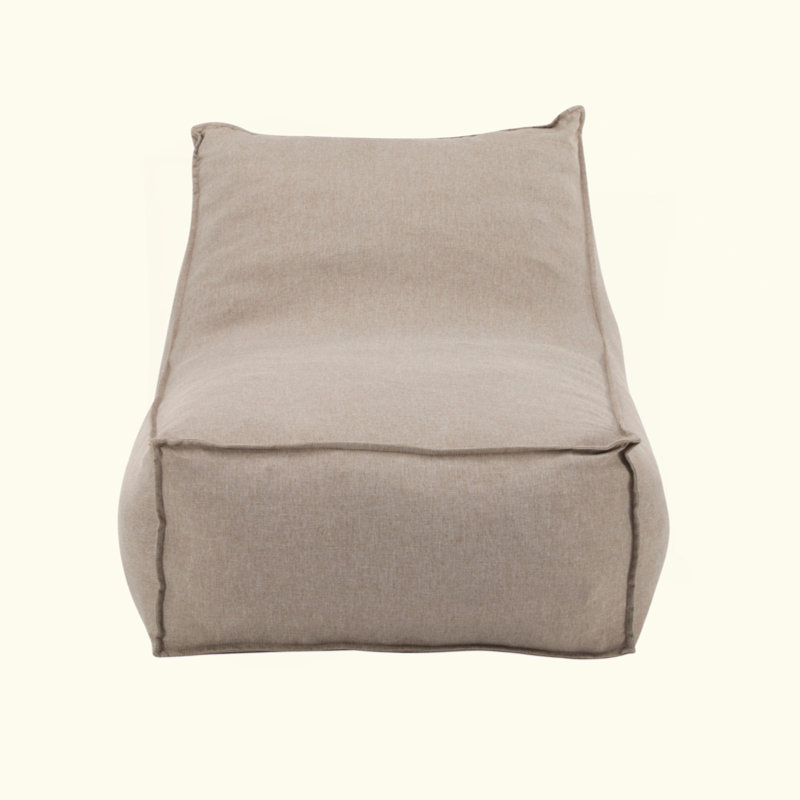 Outdoor Bean Bag Lounge Chair, Set Of 1, Beige Fabric