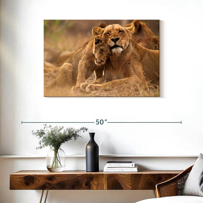 Lioness And Cub, 24" H x 36" W