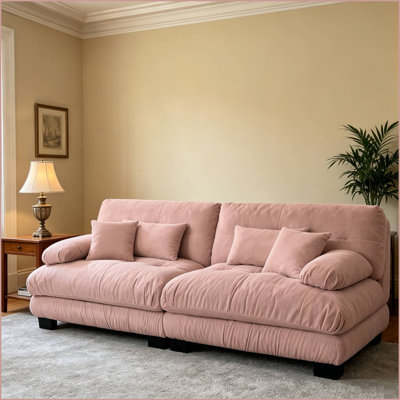 Modular Chenille Tufted Deep Seat Sofa For Living Room