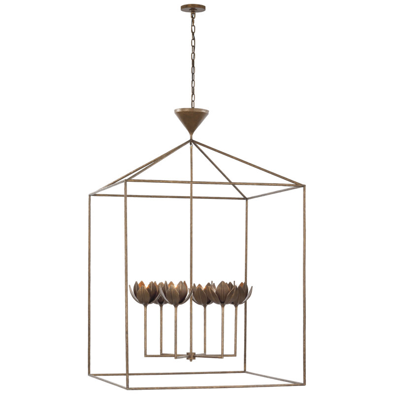 Alberto 6 - Light Chandelier, Antique Bronze Leaf, 59" H x 38" W x 38" D