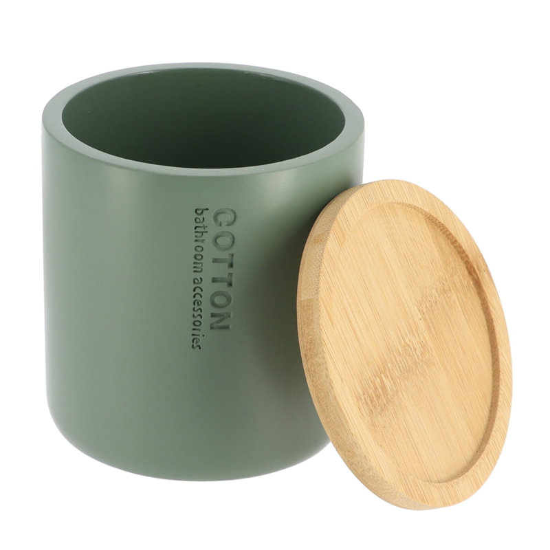 Willis Storage Container / Cotton Box Holder with Bamboo Top, Green