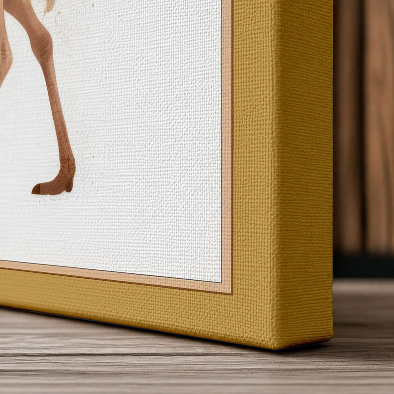 Ostrich in Profile Botanical 1 Piece Wrapped Canvas Wall Art, 36x24 - 91.4 x 61.0 cm, Ochre Border