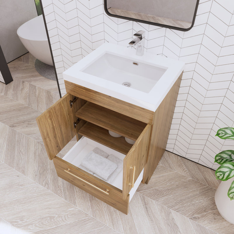 Spring 24" Single Bathroom Vanity, Natural Oak