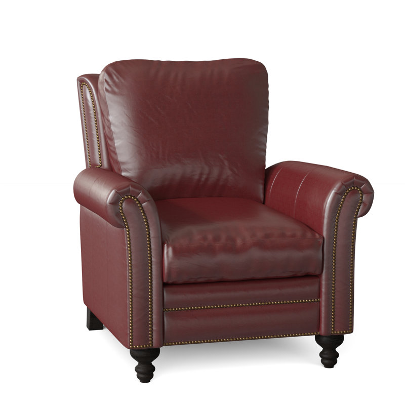 Richardson Recliner, Aline Light Gray Stonewash Genuine Leather, Cobblestone, French Natural