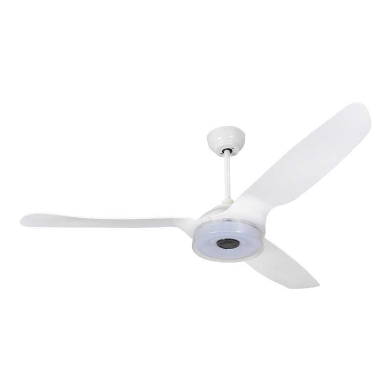 60"  3 - Blade LED Smart DC Ceiling Fan with Remote Control and Light Kit Included, White