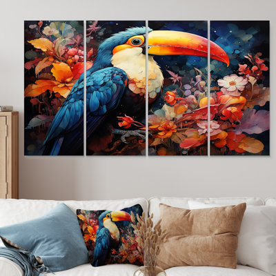 «Tropical Toucan Portrait I - Toucan», ensemble de 4 pièces d'art mural