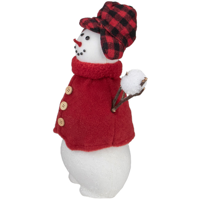 Figurine de Noël 13,25 "bonhomme de neige avec chapeau à carreaux Buffalo