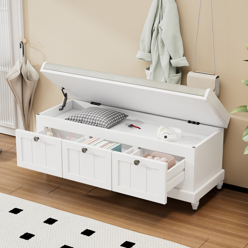 Banc de rangement Humdan, Blanc