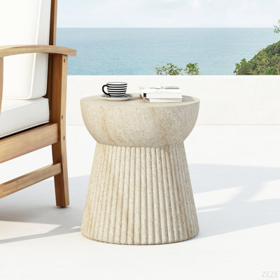 Table d'appoint d'extérieur en béton de travertin