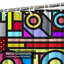 Rideau de douche imperméable et rétro à motif géométrique abstrait avec 12 crochets Memphis-1060198987