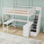 Lit mezzanine double avec bureau en L, tablettes et escalier de rangement-1139568494