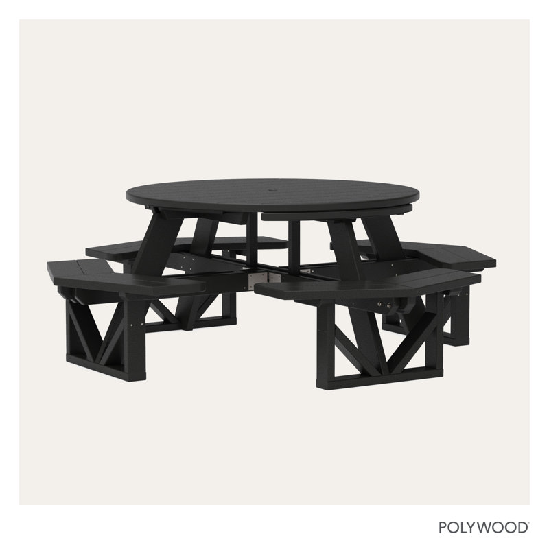 POLYWOOD Park 53" Octagon Table, Black