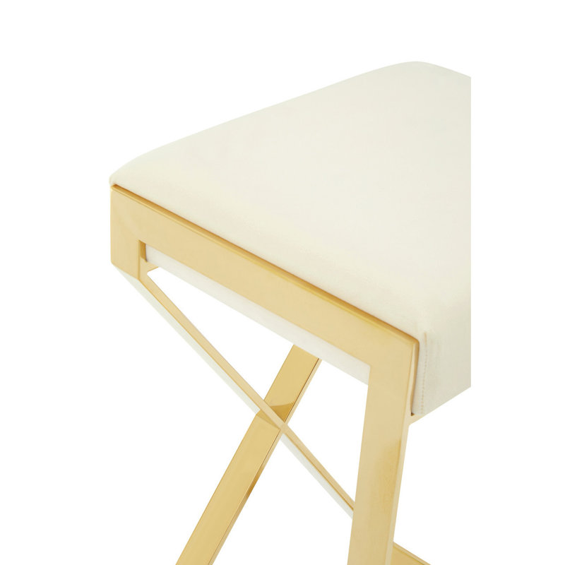 Colewood Upholstered Counter Stool with Metal Frame, ivory