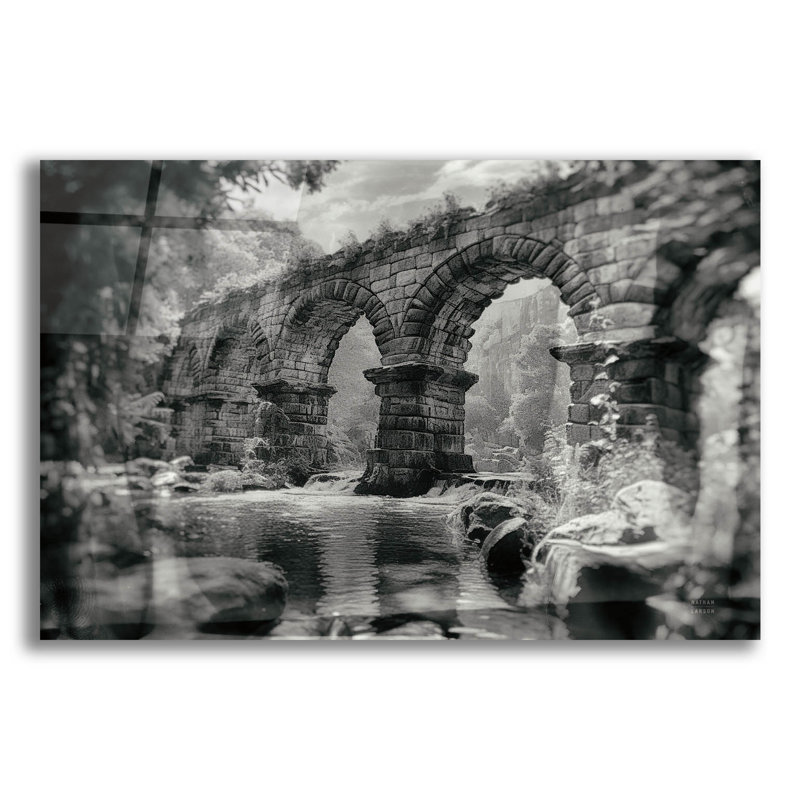 Art mural en verre Aqueduct 2 'par Nathan Larson, H 12 po x l 16 po x P 0,13 po