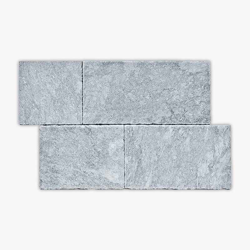 Afyon Grey Grained Texture Linear Pattern Marble Paver, Gray