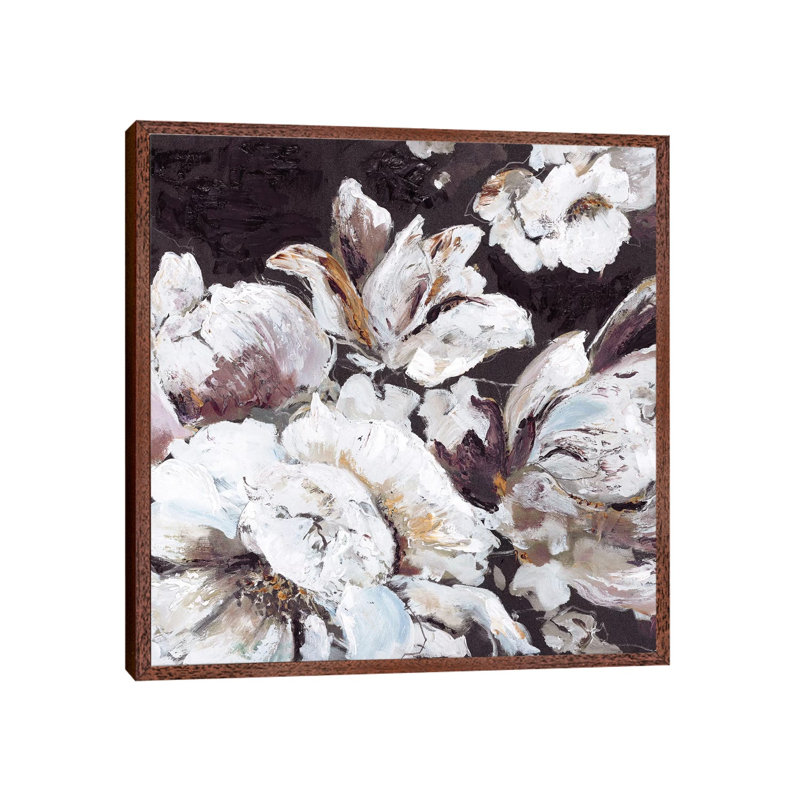 Dark Flower - Painting on Canvas, Classic Brown Wood Framed, 93.98cm H x 93.98cm W x 3.81cm D