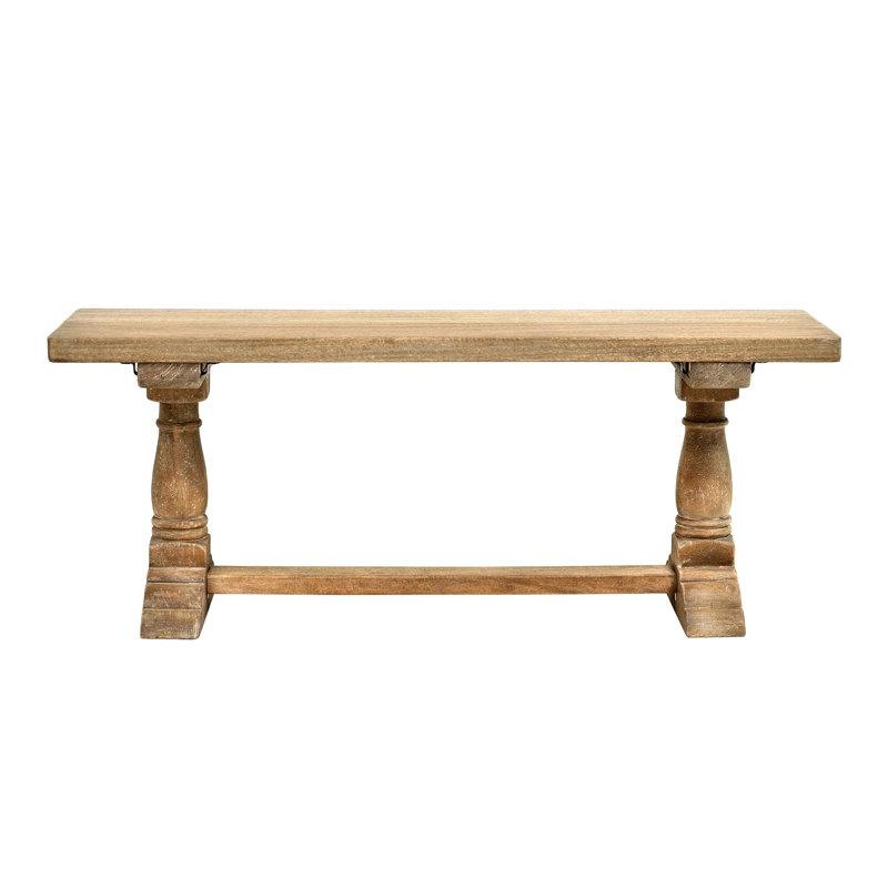 Amayah Solid Wood Bench, Light Rustic Mango Gray Wash