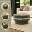 Table basse ronde ottomane de 84 cm (33 pouces), pouf double couche moderne en similicuir avec repose-pieds rembourré, vert-133996464