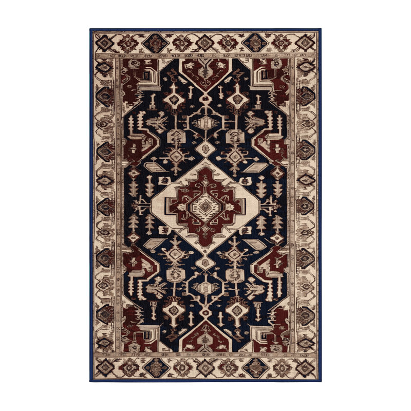 Tapis persan noir lavable à la machine, Rectangle de 5 pi x 8 pi