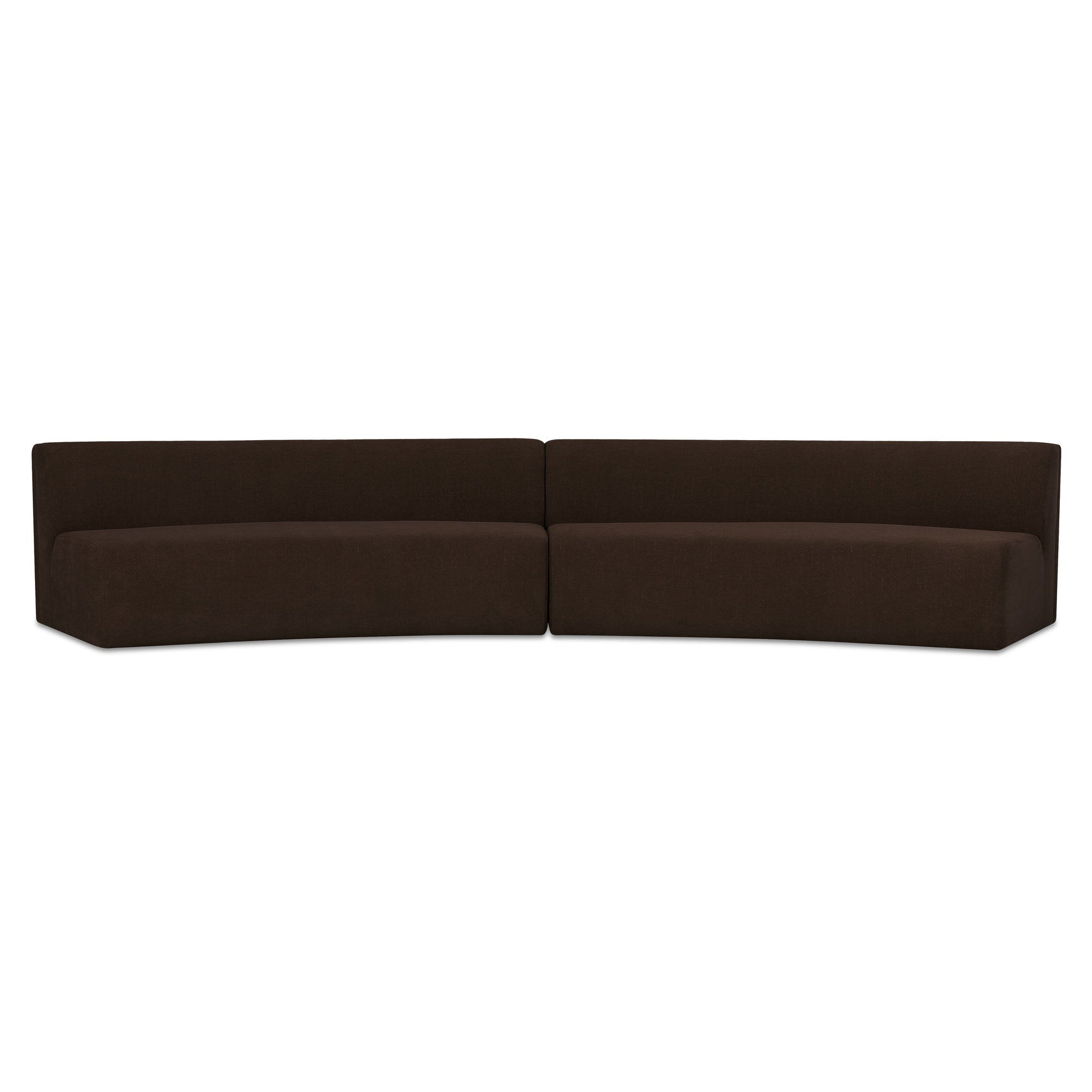 REMI Concave Modular Sectional, Brown Polyester, 28.3" H x 161.4" W x 39" D