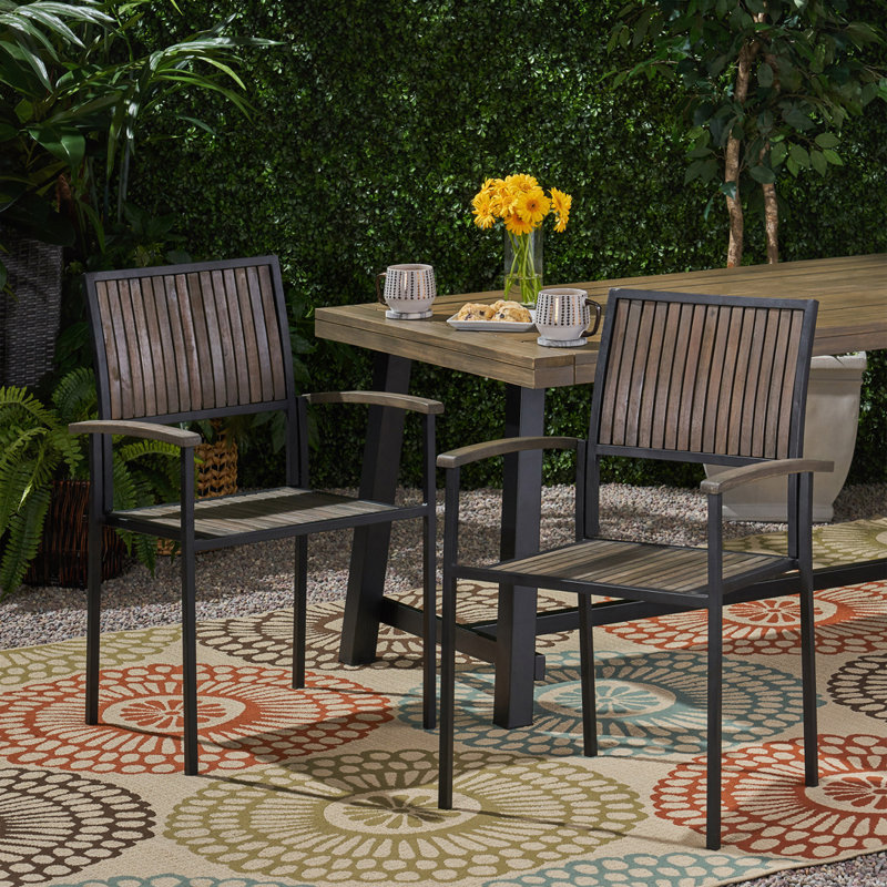 Outdoor Metal Frame Chair, Teak