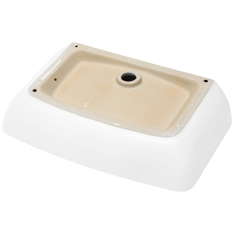 24"X15" Ceramic Rectangular Bathroom Vessel Sink - Modern, Stain , Countertop Mounted For Home And Bathrooms Modern Chic Design, Above Counter Installation Various Settings