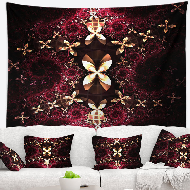 Tapisserie de motif fleur abstraite abstraite, H 32 po x l 39 po