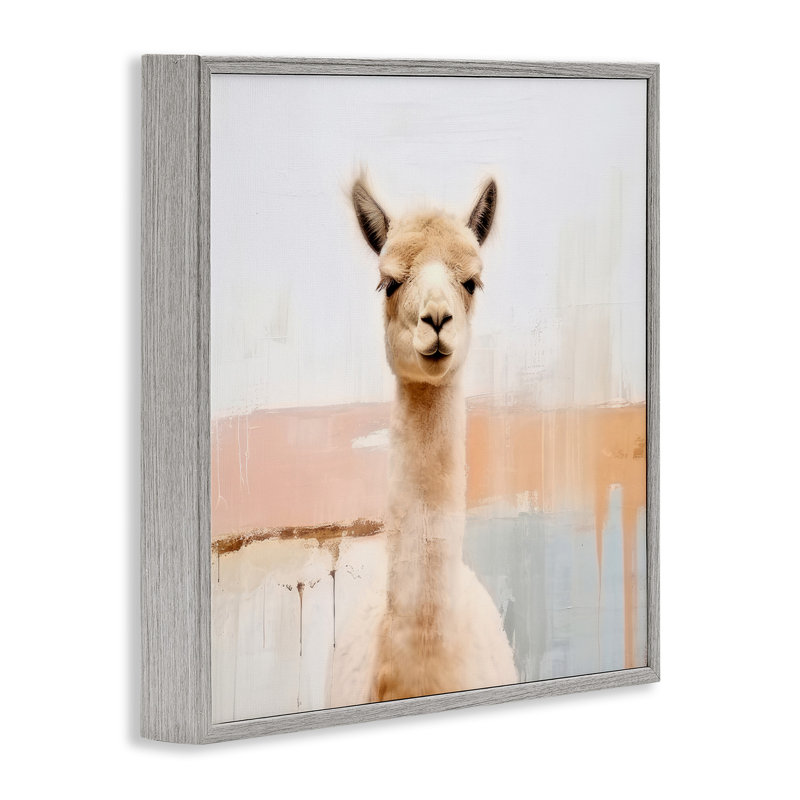 Az-092 - Reproduction d'un lama rustique encadré sur toile par Irena Orlov, Estampe numérique Farmhouse