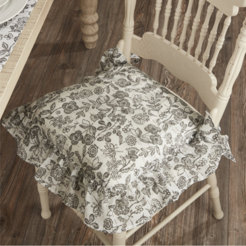 Coussin de chaise Gray Gables, Motif floraux gris