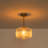 1-Light Ribbed Glass Clear Drum Pendant