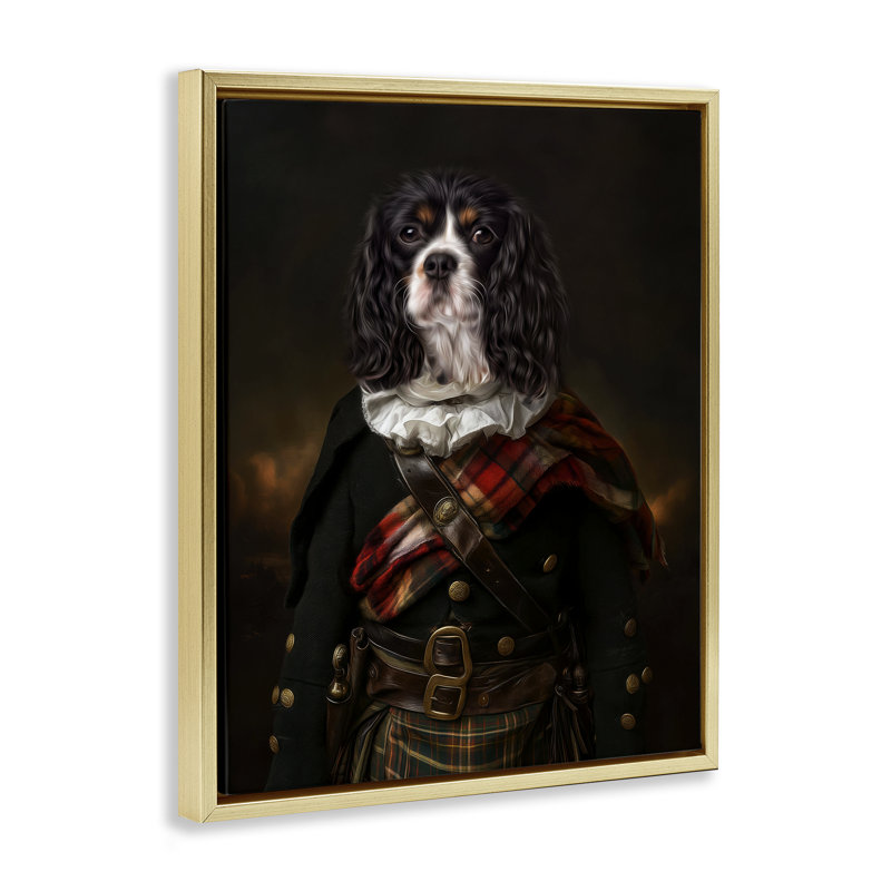 Cadre flottant pour chien Kilted Companion, design par Kelley Parker, H 21 po x l 17 po, Cadre flottant métallique doré