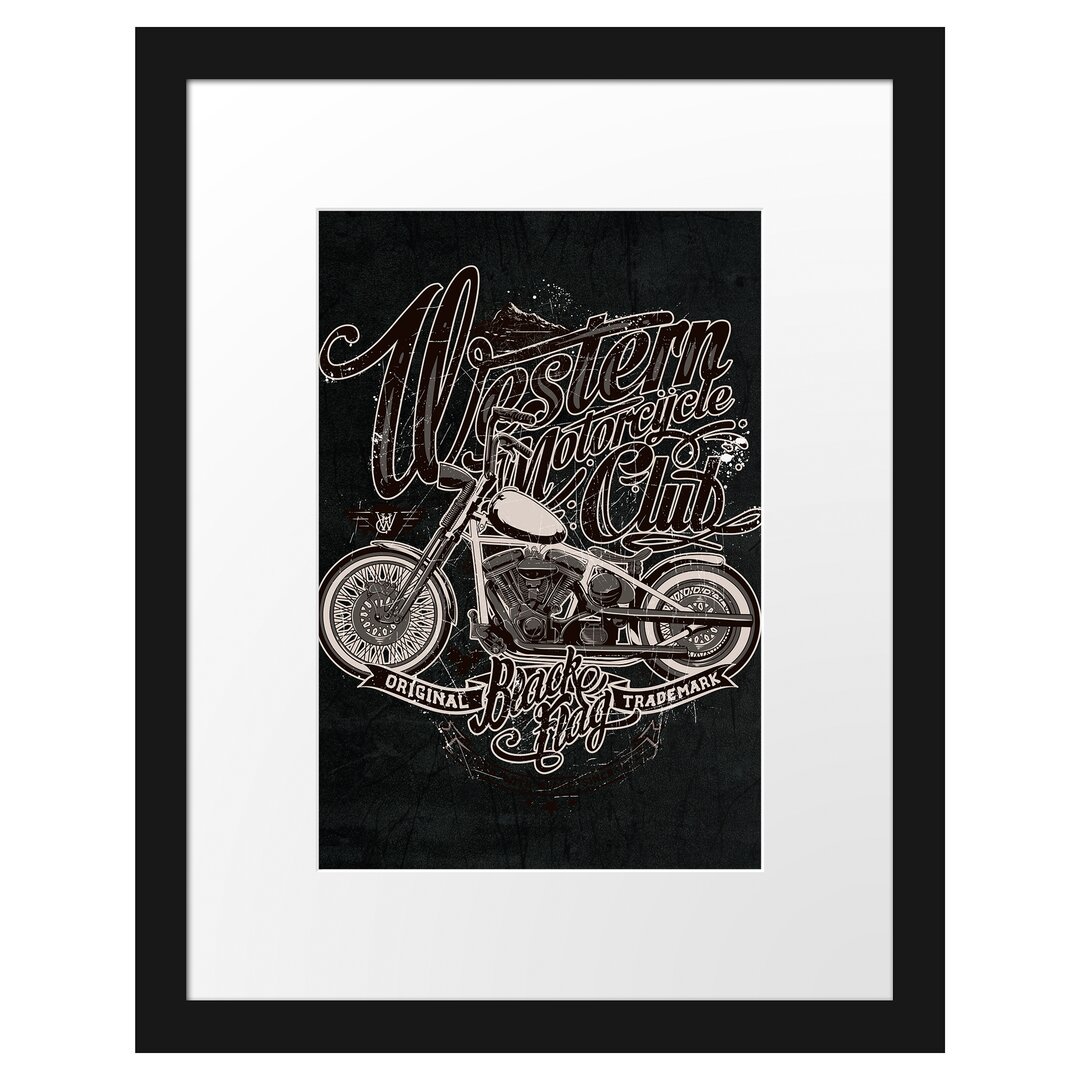 Gerahmtes Poster Motorrad-Club Schwarz