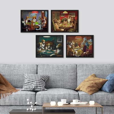 " Whimsical Dog Poker Game Humorous Canine-Themed " 4 - Pieces