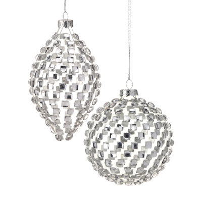 4-5.5" Glass With Jewel Ball Finial Ornament 