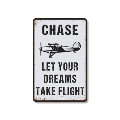 Chase Your Dreams Vintage Style Aviation 18 Inch x 24 Inch Aluminum Sign